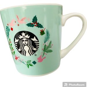STARBUCKS Mug 2019 Siren Wreath Mint Green Christmas Holiday Coffee Tea